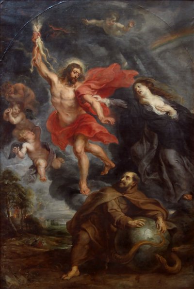 Die Fürbitte der Jungfrau und des Heiligen Franziskus, die die göttlichen Blitze aufhalten von Peter Paul Rubens